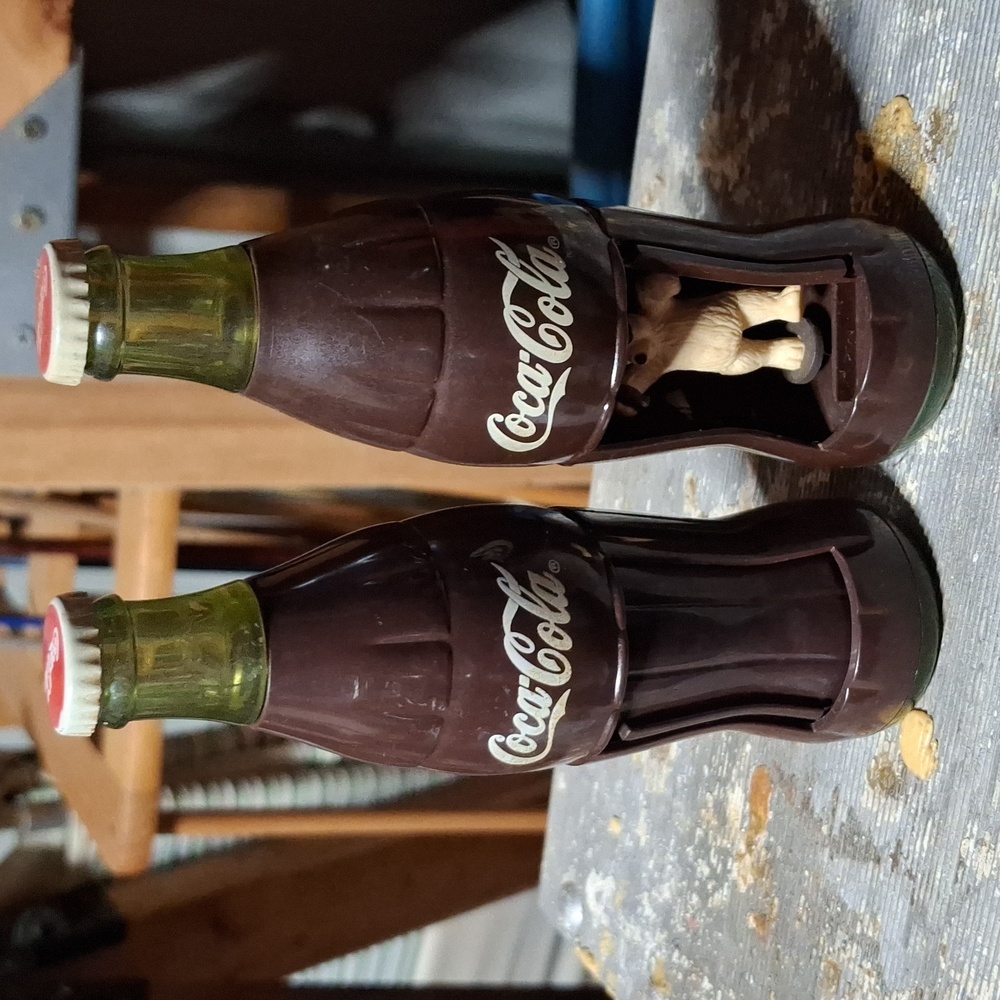 Pair of Coca-Cola windup bear vintage toys